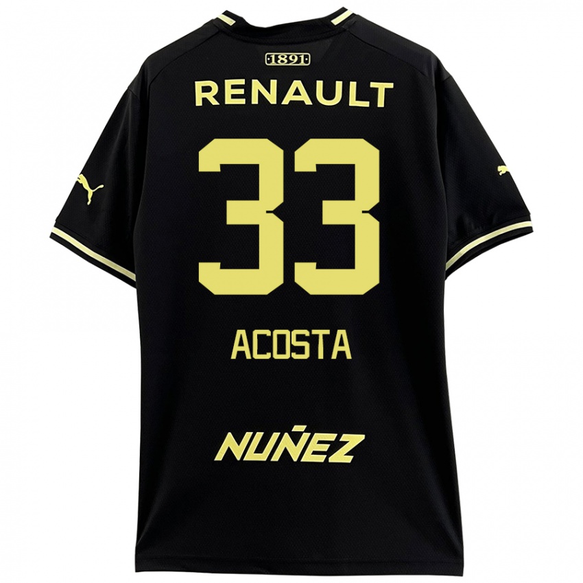 Kinder Nahuel Acosta #33 Schwarz Gelb Auswärtstrikot Trikot 2024/25 T-Shirt Österreich