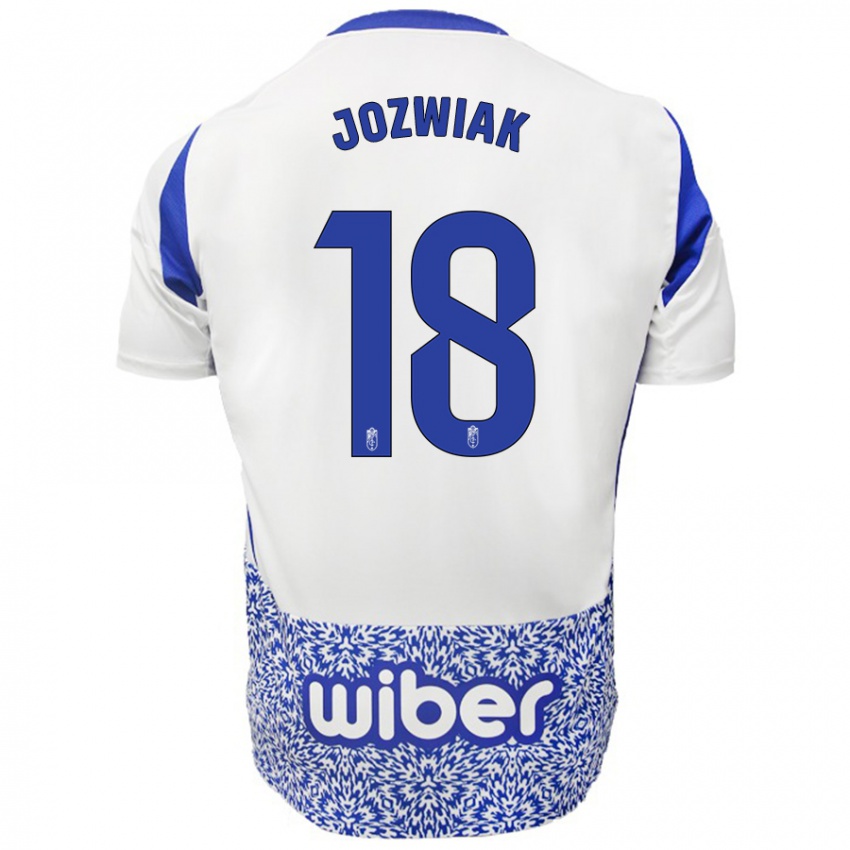 Kinder Kamil Józwiak #18 Weiß Blau Auswärtstrikot Trikot 2024/25 T-Shirt Österreich