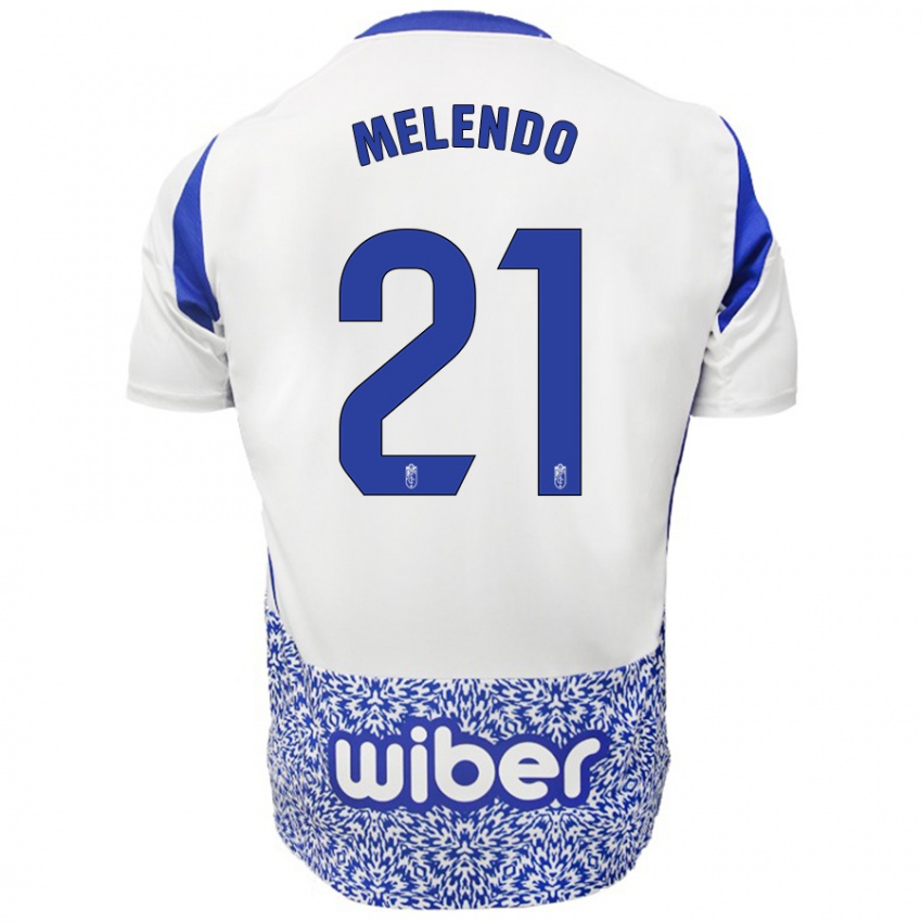 Kinder Óscar Melendo #21 Weiß Blau Auswärtstrikot Trikot 2024/25 T-Shirt Österreich