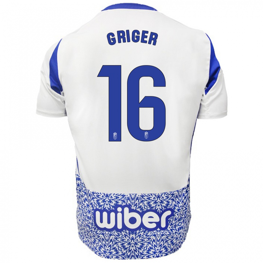 Kinder Adam Griger #16 Weiß Blau Auswärtstrikot Trikot 2024/25 T-Shirt Österreich