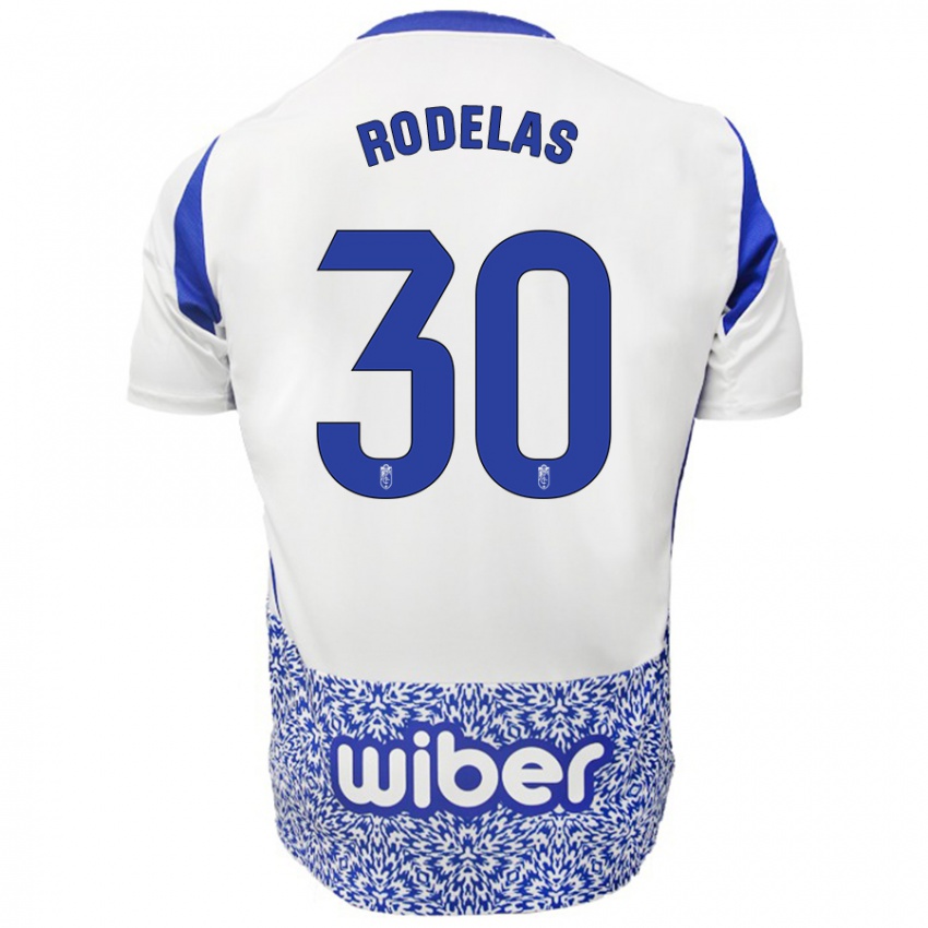 Kinder Sergio Rodelas #30 Weiß Blau Auswärtstrikot Trikot 2024/25 T-Shirt Österreich