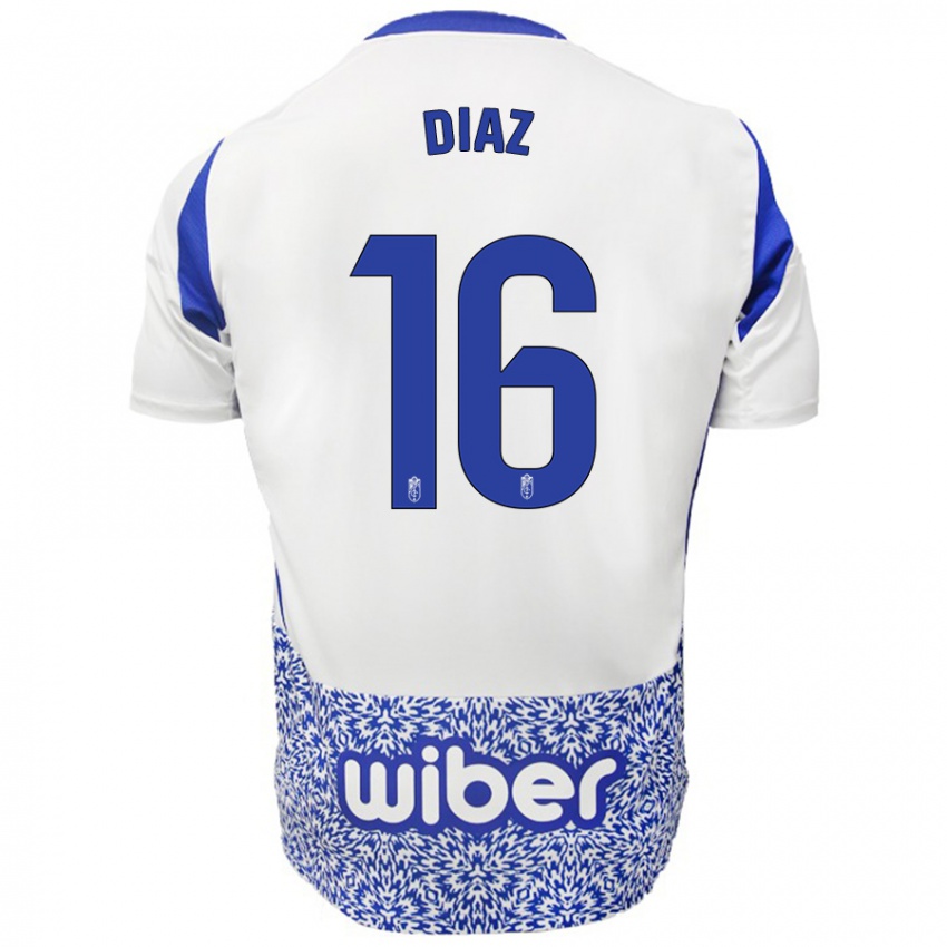 Kinder Víctor Díaz #16 Weiß Blau Auswärtstrikot Trikot 2024/25 T-Shirt Österreich