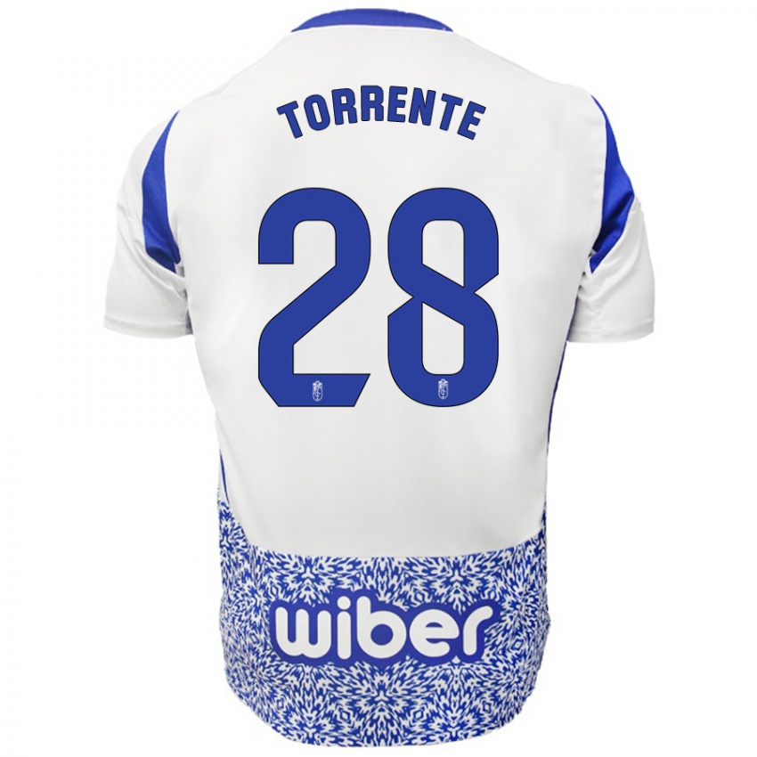 Kinder Raúl Torrente #28 Weiß Blau Auswärtstrikot Trikot 2024/25 T-Shirt Österreich