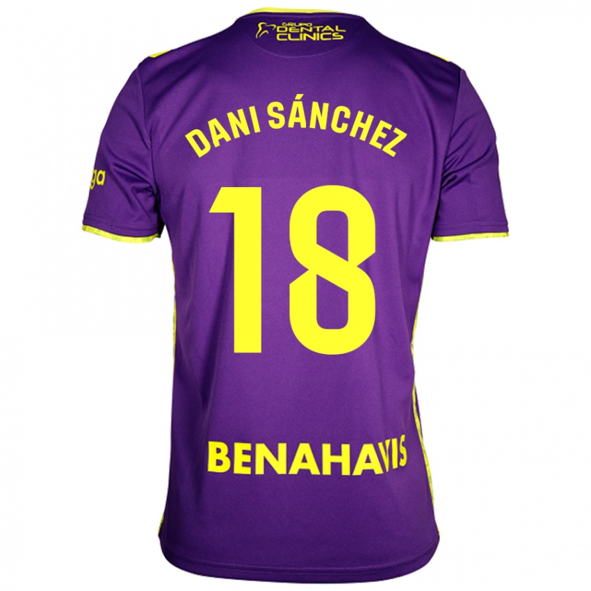 Kinder Dani Sánchez #18 Lila Gelb Auswärtstrikot Trikot 2024/25 T-Shirt Österreich