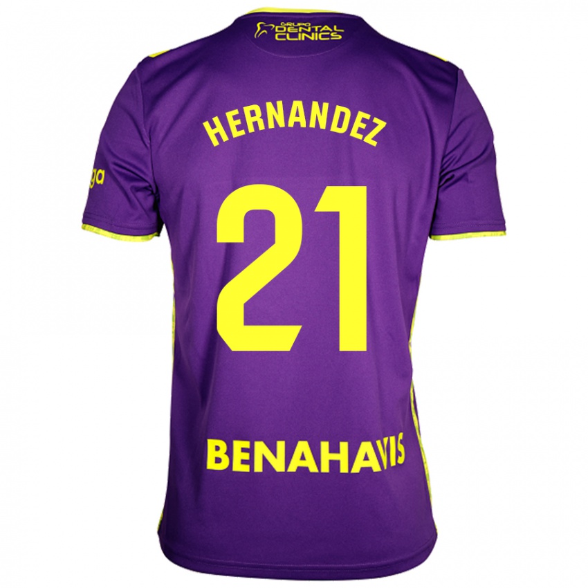 Kinder Juan Hernández #21 Lila Gelb Auswärtstrikot Trikot 2024/25 T-Shirt Österreich