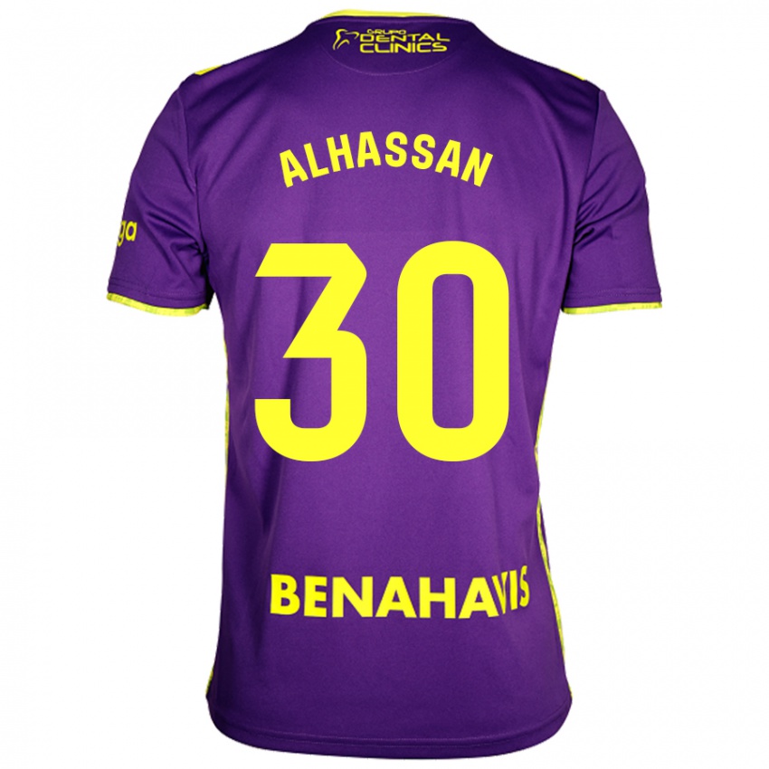 Kinder Mubarak Alhassan #30 Lila Gelb Auswärtstrikot Trikot 2024/25 T-Shirt Österreich