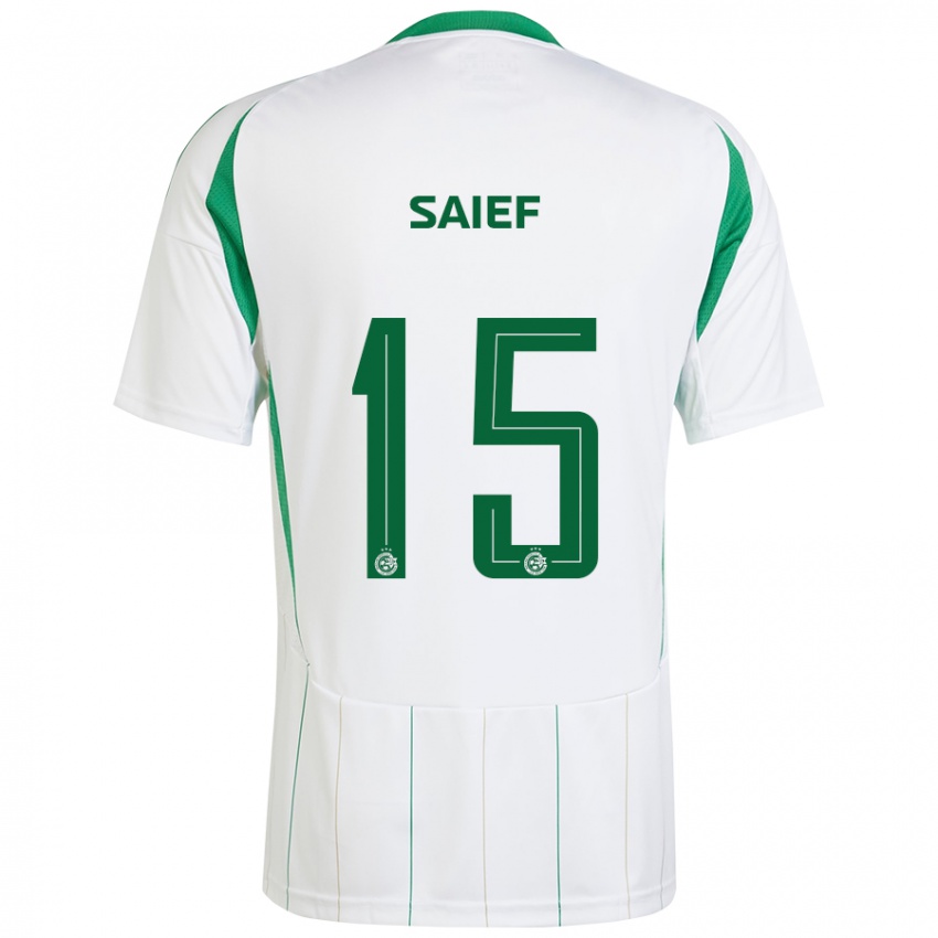 Kinder Kenny Saief #15 Weiß Grün Auswärtstrikot Trikot 2024/25 T-Shirt Österreich