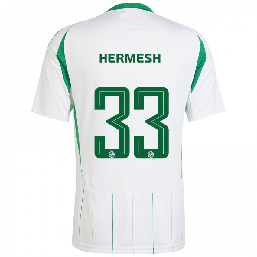 Kinder Liam Hermesh #33 Weiß Grün Auswärtstrikot Trikot 2024/25 T-Shirt Österreich