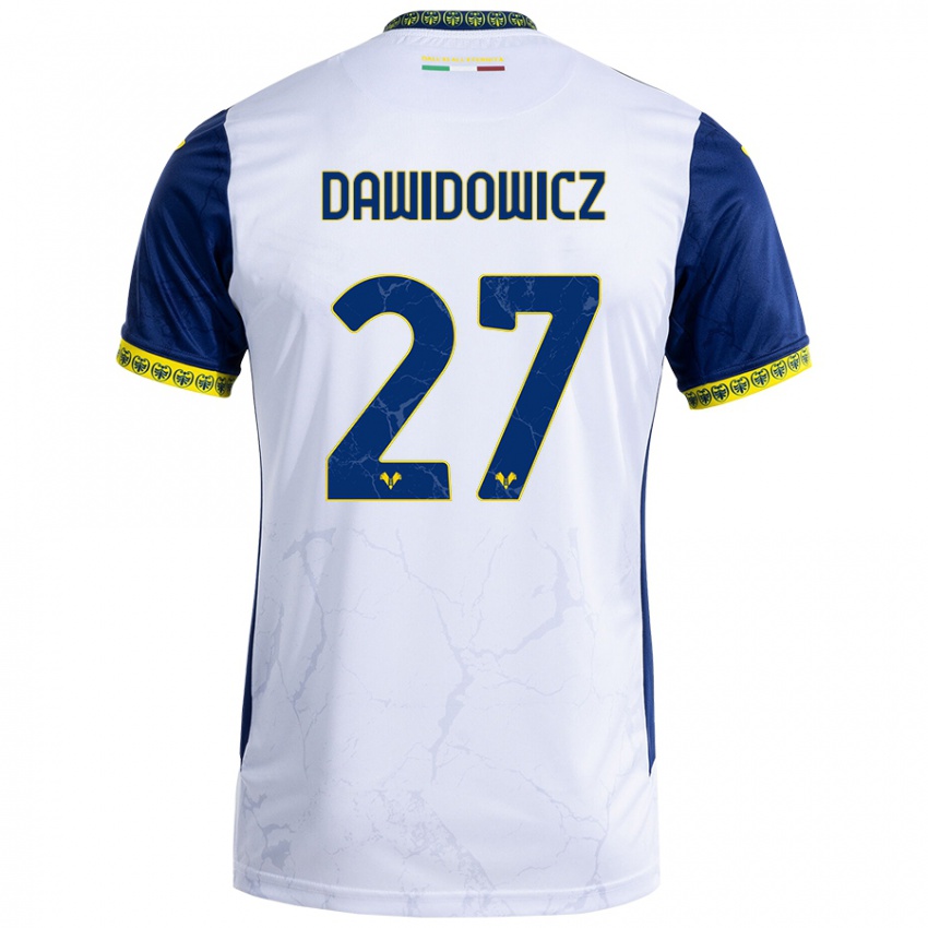 Kinder Pawel Dawidowicz #27 Weiß Blau Auswärtstrikot Trikot 2024/25 T-Shirt Österreich