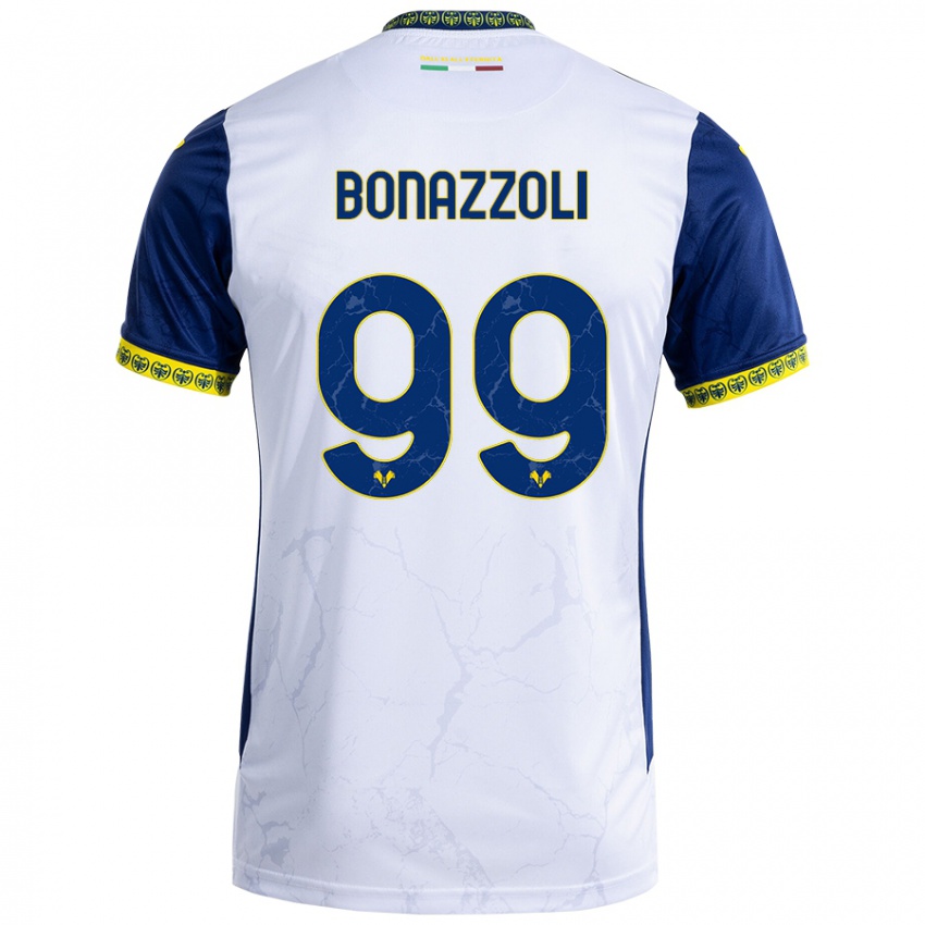 Kinder Federico Bonazzoli #99 Weiß Blau Auswärtstrikot Trikot 2024/25 T-Shirt Österreich