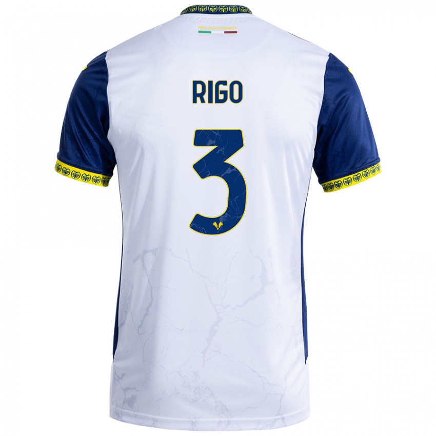 Kinder Mattia Rigo #3 Weiß Blau Auswärtstrikot Trikot 2024/25 T-Shirt Österreich