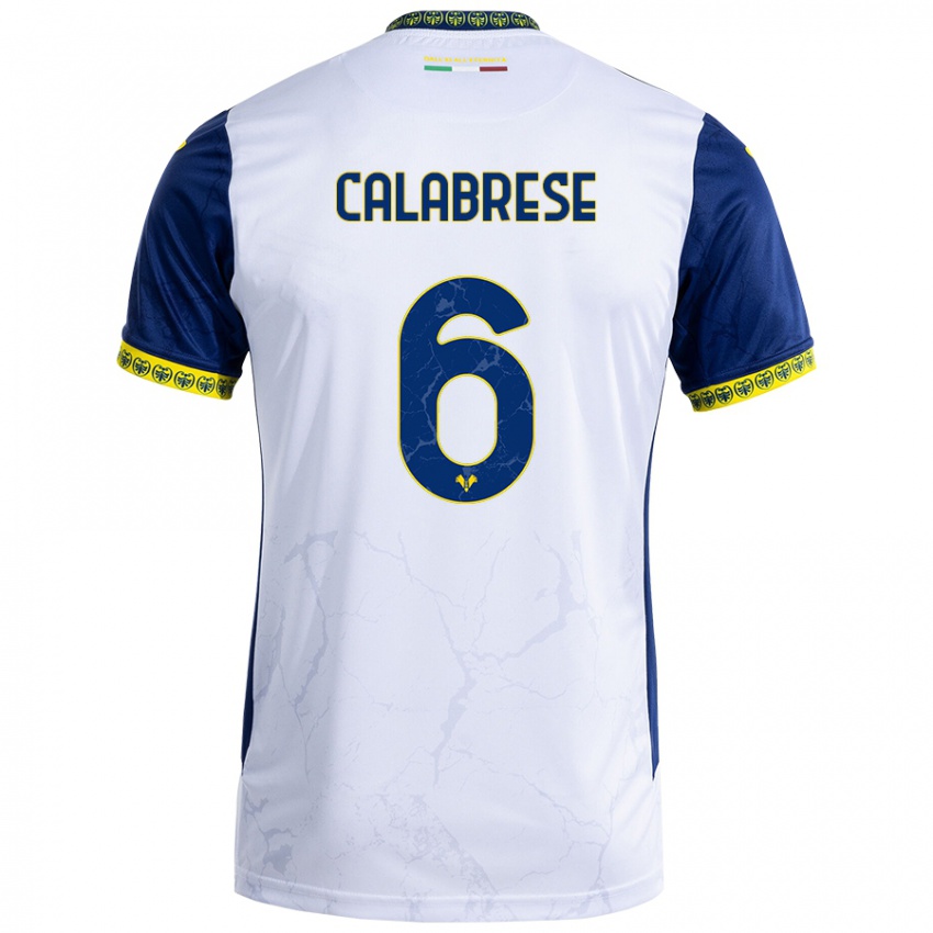 Kinder Nicolò Calabrese #6 Weiß Blau Auswärtstrikot Trikot 2024/25 T-Shirt Österreich