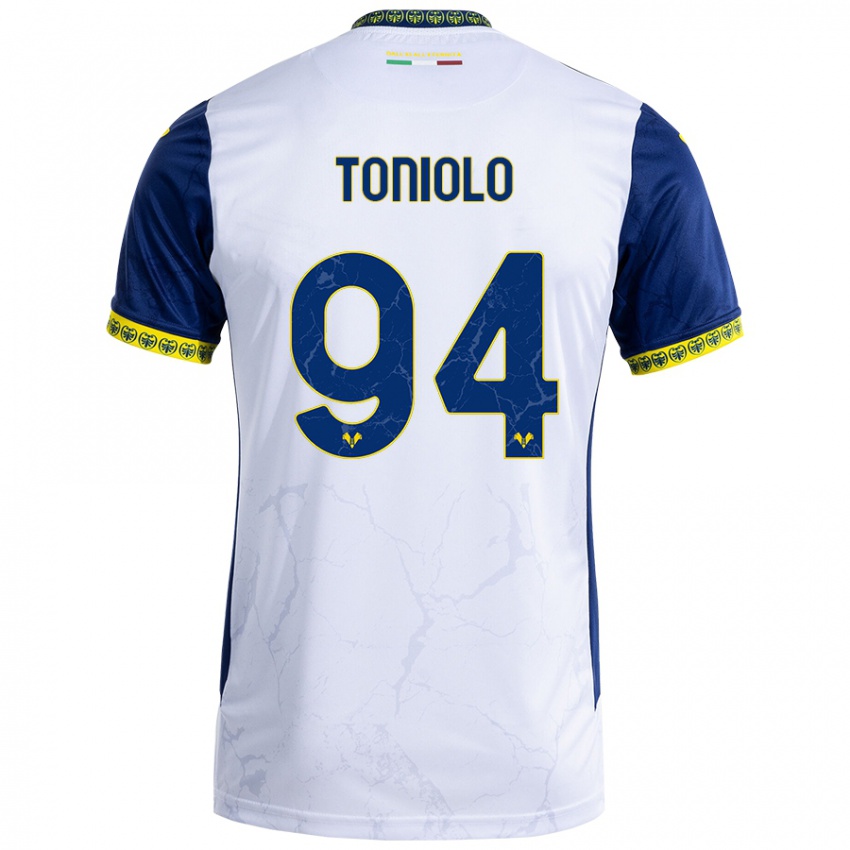 Kinder Giacomo Toniolo #94 Weiß Blau Auswärtstrikot Trikot 2024/25 T-Shirt Österreich