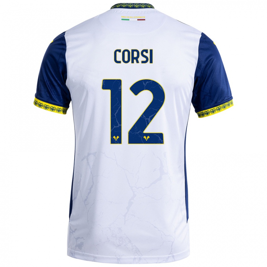 Kinder Sara Corsi #12 Weiß Blau Auswärtstrikot Trikot 2024/25 T-Shirt Österreich