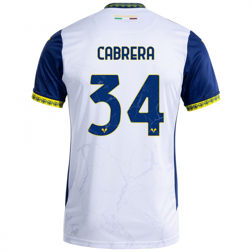 Kinder Ilena Cabrera #34 Weiß Blau Auswärtstrikot Trikot 2024/25 T-Shirt Österreich