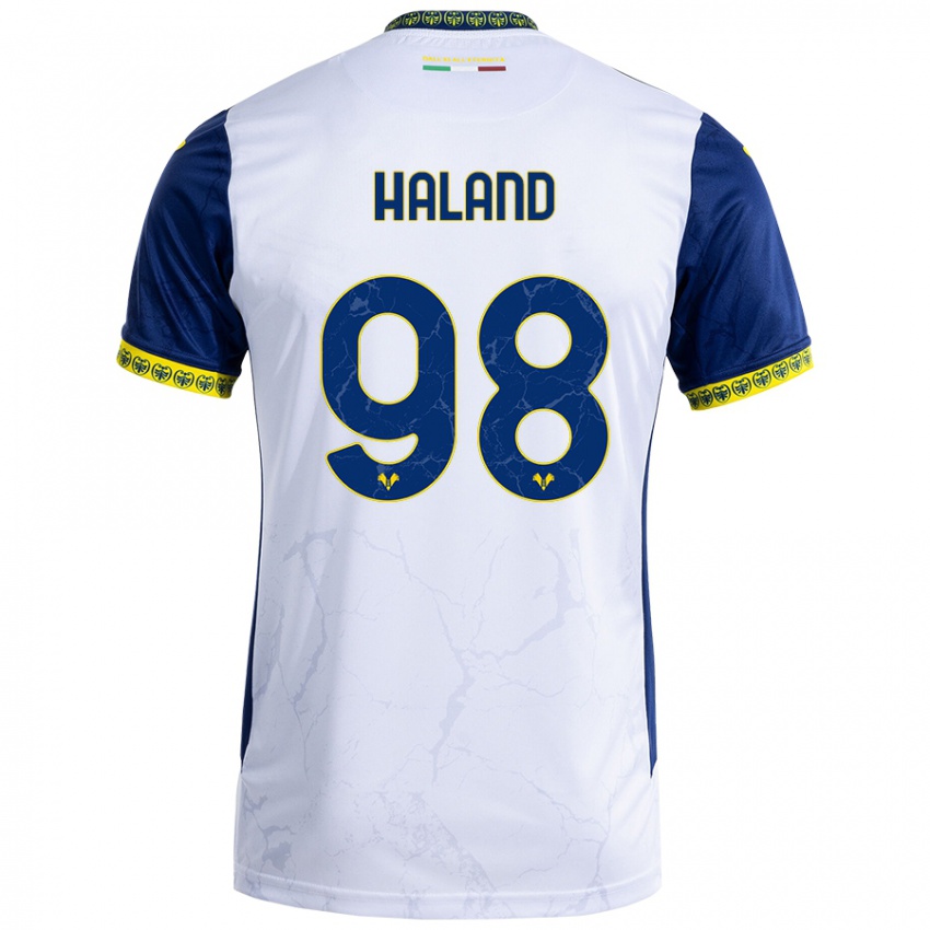 Kinder Benedicte Iversen Håland #98 Weiß Blau Auswärtstrikot Trikot 2024/25 T-Shirt Österreich