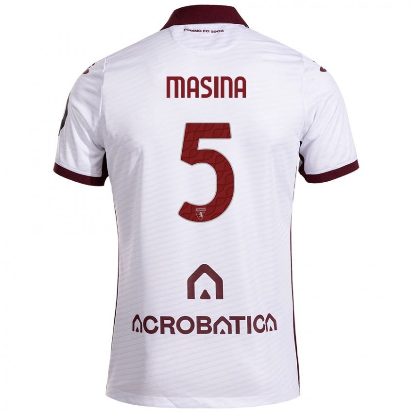 Kinder Adam Masina #5 Weiß Kastanienbraun Auswärtstrikot Trikot 2024/25 T-Shirt Österreich