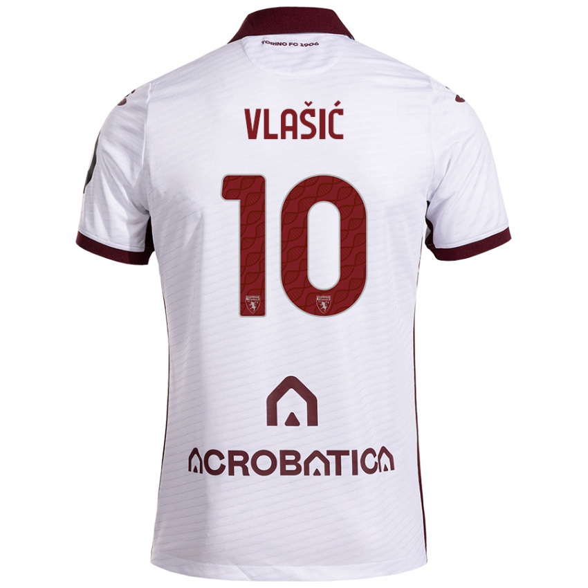 Kinder Nikola Vlašić #10 Weiß Kastanienbraun Auswärtstrikot Trikot 2024/25 T-Shirt Österreich