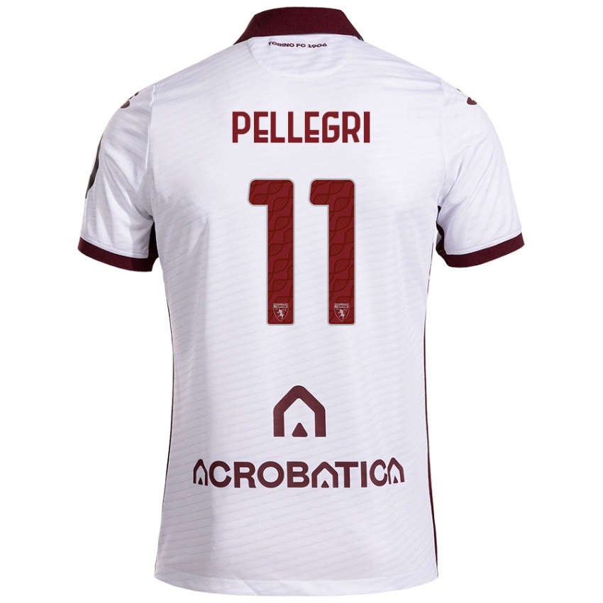 Kinder Pietro Pellegri #11 Weiß Kastanienbraun Auswärtstrikot Trikot 2024/25 T-Shirt Österreich