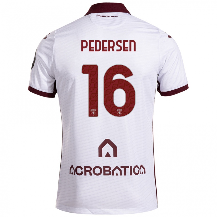 Kinder Marcus Pedersen #16 Weiß Kastanienbraun Auswärtstrikot Trikot 2024/25 T-Shirt Österreich