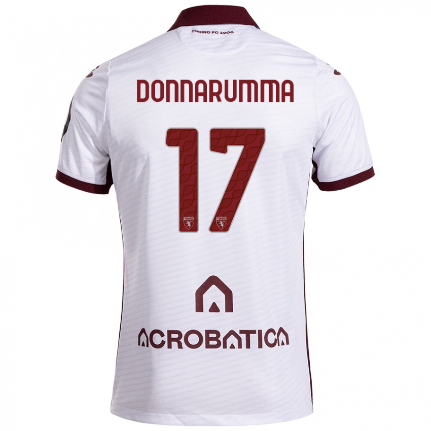 Kinder Antonio Donnarumma #17 Weiß Kastanienbraun Auswärtstrikot Trikot 2024/25 T-Shirt Österreich