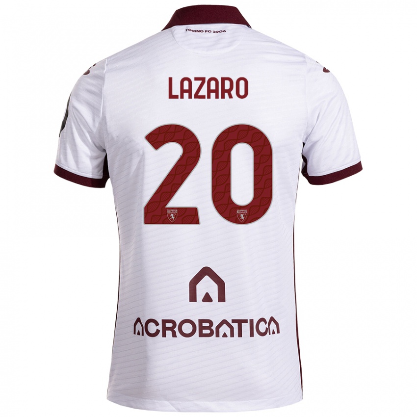 Kinder Valentino Lazaro #20 Weiß Kastanienbraun Auswärtstrikot Trikot 2024/25 T-Shirt Österreich