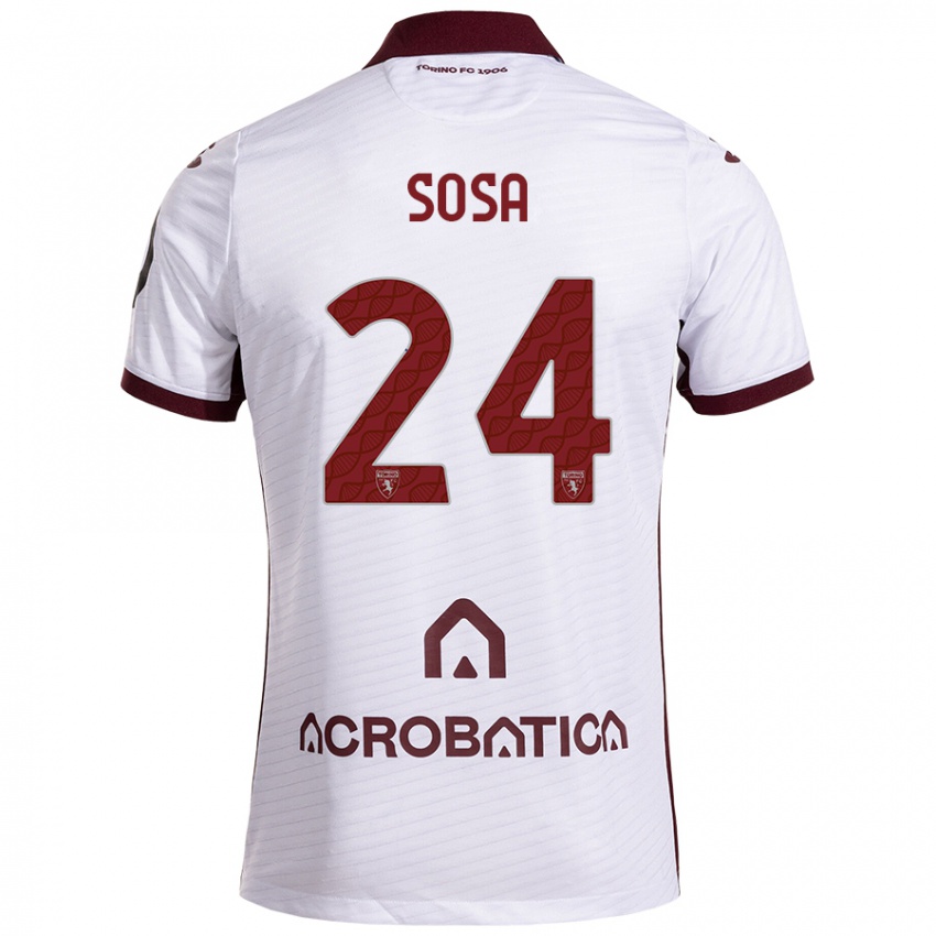 Kinder Borna Sosa #24 Weiß Kastanienbraun Auswärtstrikot Trikot 2024/25 T-Shirt Österreich