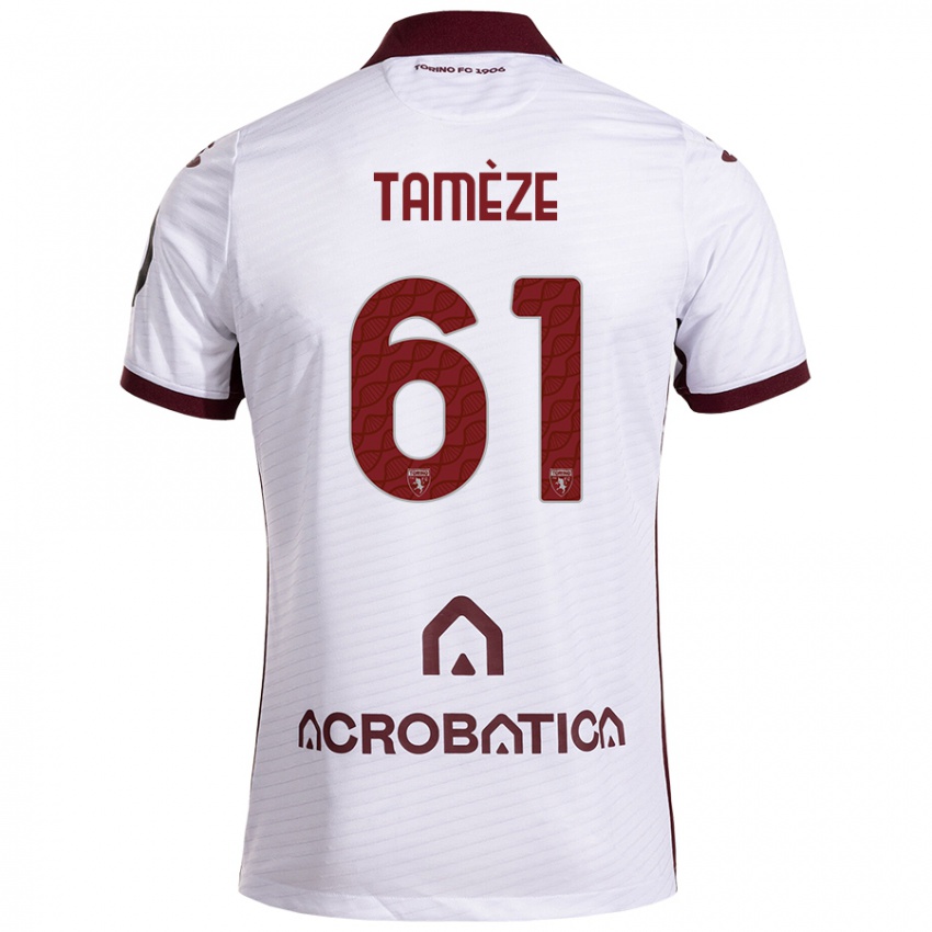 Kinder Adrien Tamèze #61 Weiß Kastanienbraun Auswärtstrikot Trikot 2024/25 T-Shirt Österreich