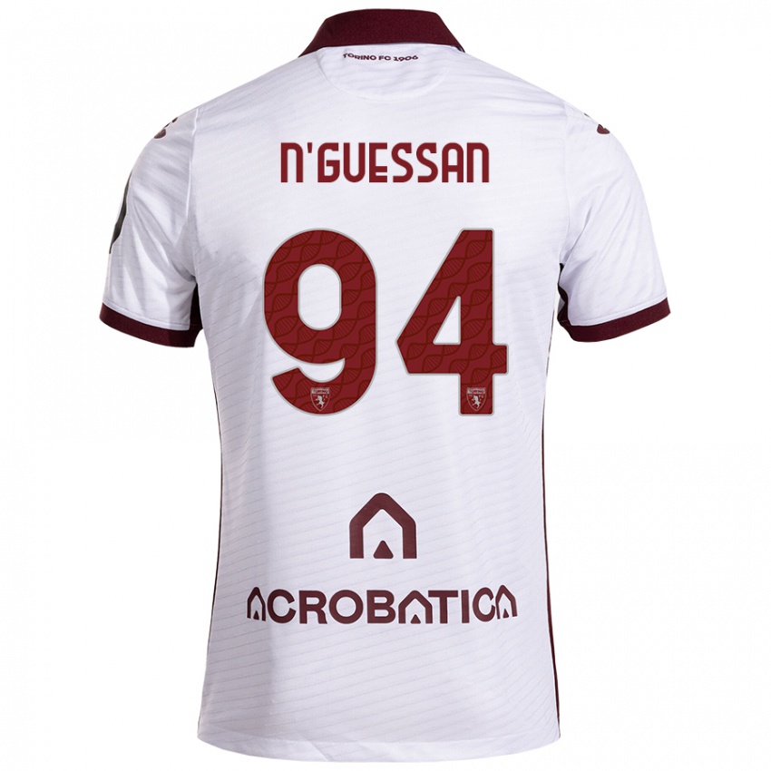 Kinder Ange Caumenan N'guessan #94 Weiß Kastanienbraun Auswärtstrikot Trikot 2024/25 T-Shirt Österreich