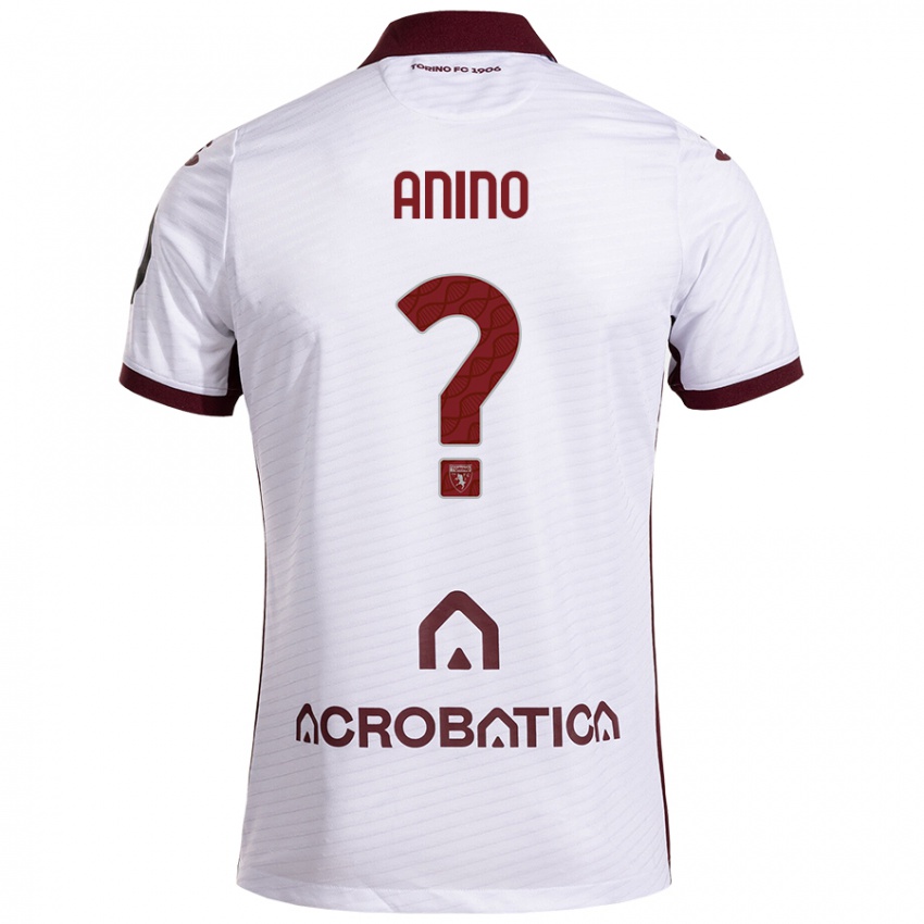 Kinder Riccardo Anino #0 Weiß Kastanienbraun Auswärtstrikot Trikot 2024/25 T-Shirt Österreich