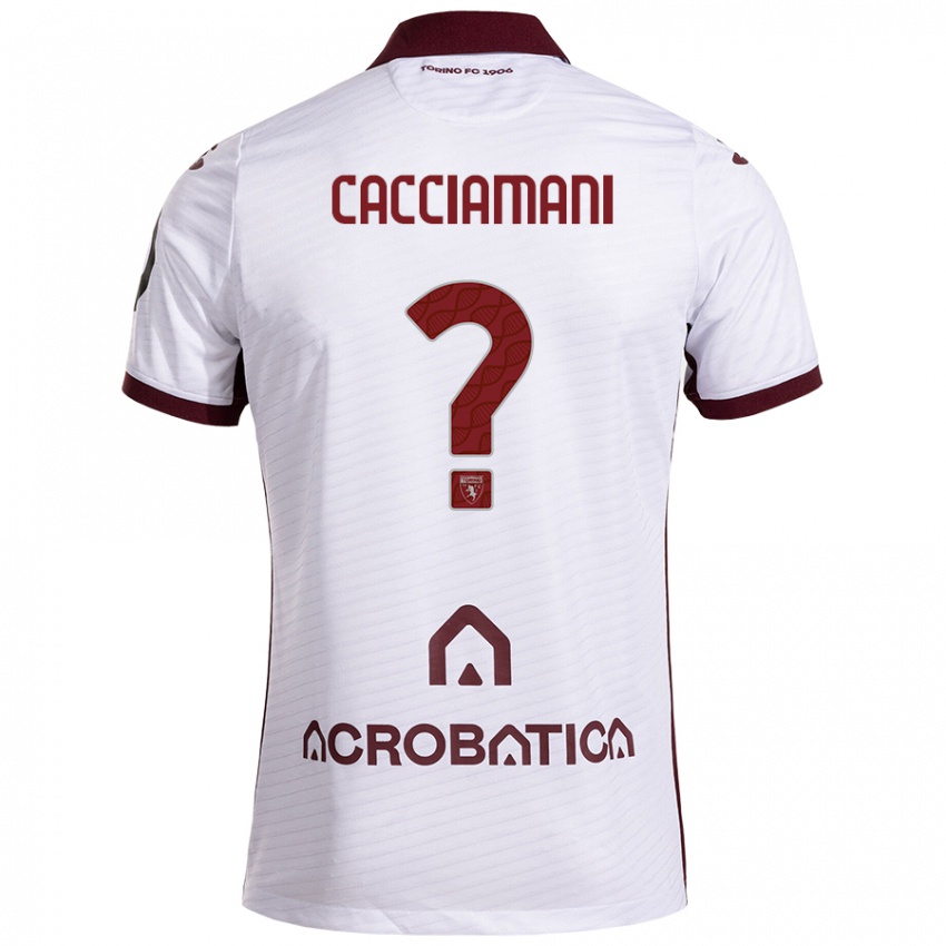 Kinder Alessio Cacciamani #0 Weiß Kastanienbraun Auswärtstrikot Trikot 2024/25 T-Shirt Österreich