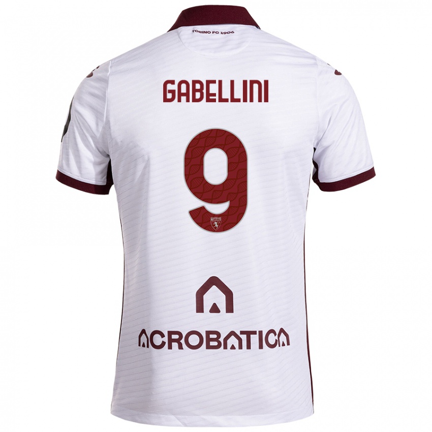 Kinder Tommaso Gabellini #9 Weiß Kastanienbraun Auswärtstrikot Trikot 2024/25 T-Shirt Österreich