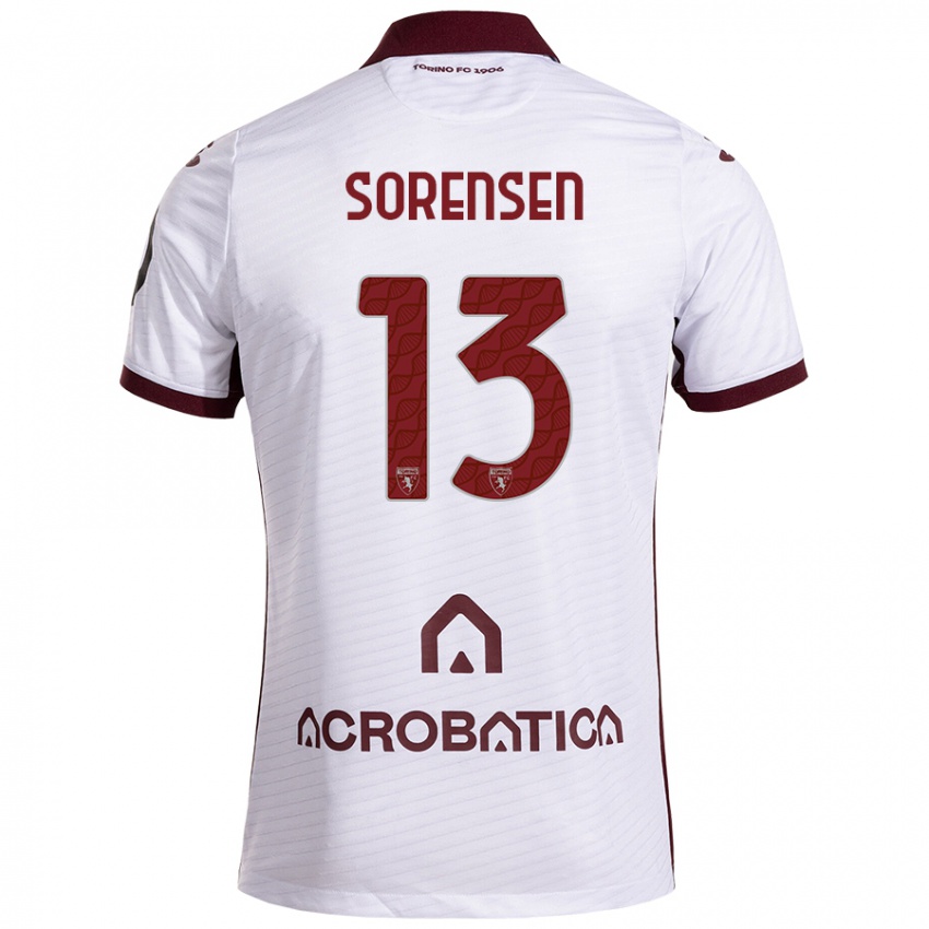 Kinder Ben Sørensen #13 Weiß Kastanienbraun Auswärtstrikot Trikot 2024/25 T-Shirt Österreich