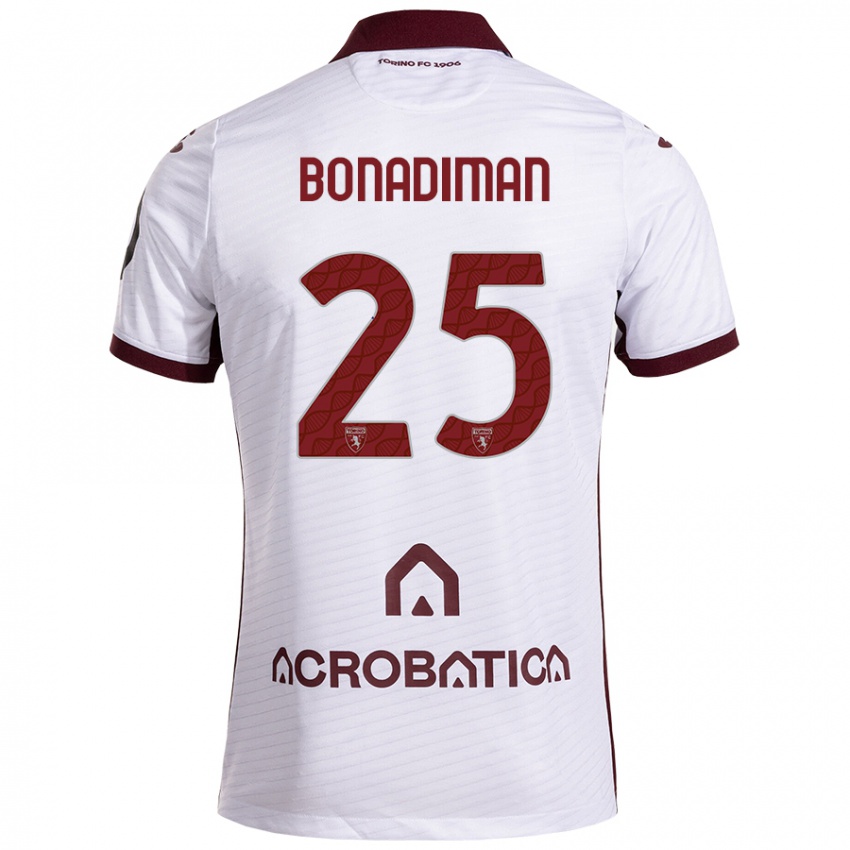 Kinder Matteo Bonadiman #25 Weiß Kastanienbraun Auswärtstrikot Trikot 2024/25 T-Shirt Österreich