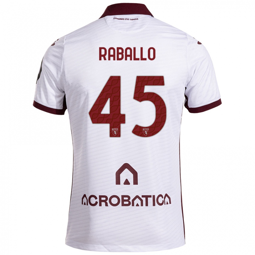 Kinder Alessio Raballo #45 Weiß Kastanienbraun Auswärtstrikot Trikot 2024/25 T-Shirt Österreich