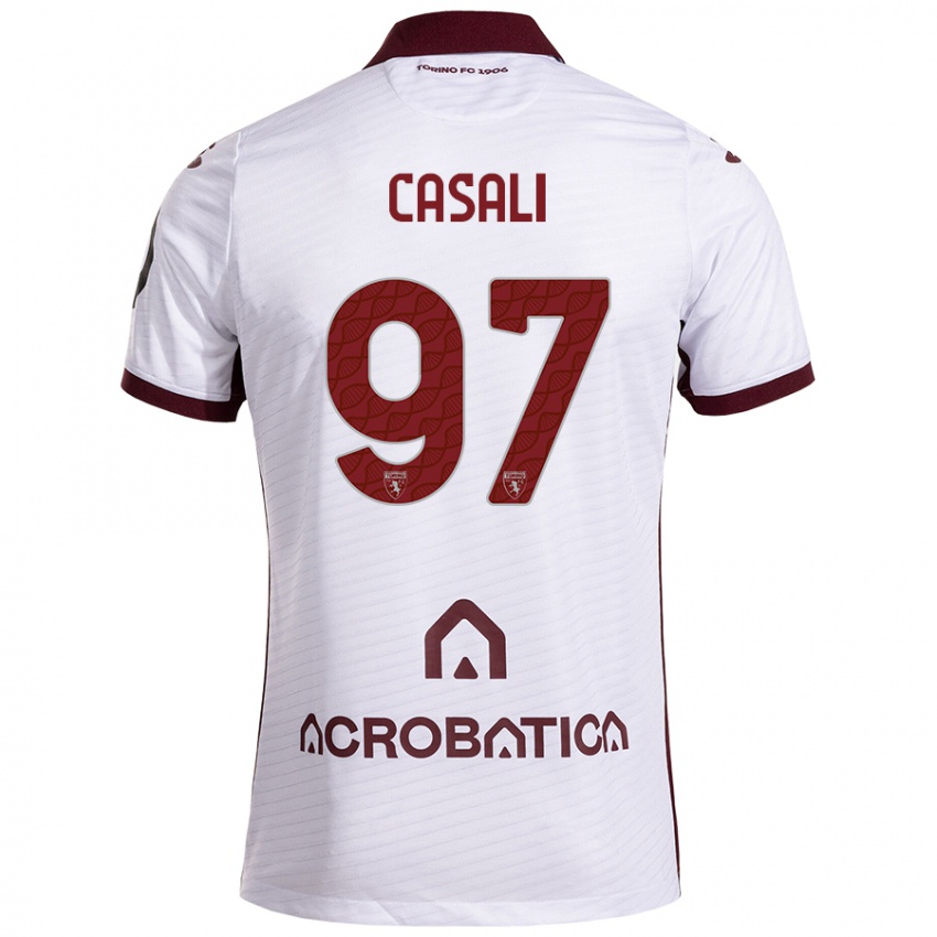 Kinder Michele Casali #97 Weiß Kastanienbraun Auswärtstrikot Trikot 2024/25 T-Shirt Österreich