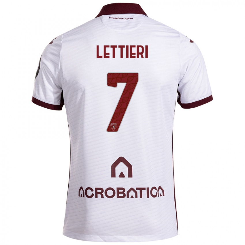 Kinder Jessica Lettieri #7 Weiß Kastanienbraun Auswärtstrikot Trikot 2024/25 T-Shirt Österreich