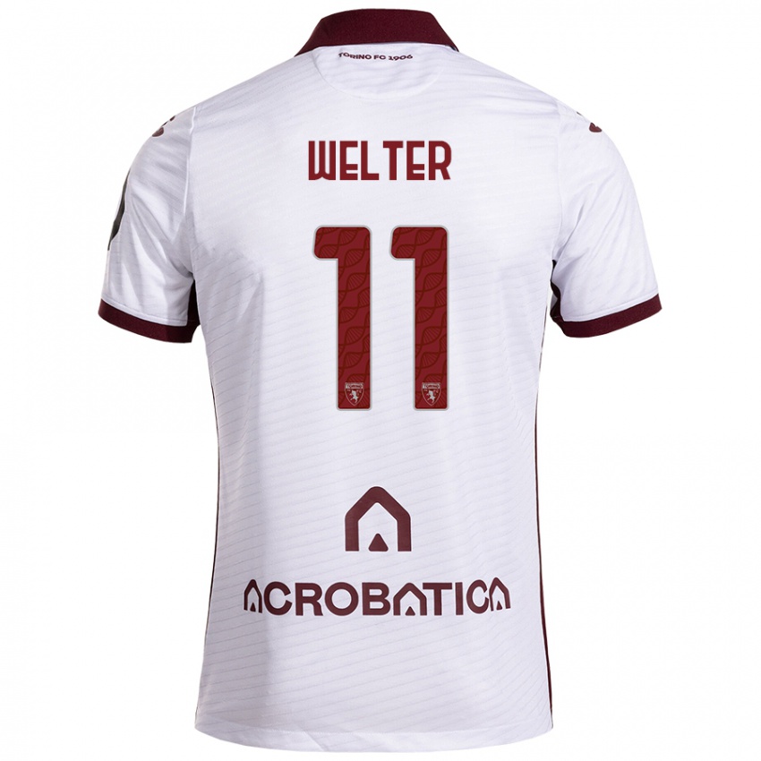 Kinder Francesca Welter #11 Weiß Kastanienbraun Auswärtstrikot Trikot 2024/25 T-Shirt Österreich