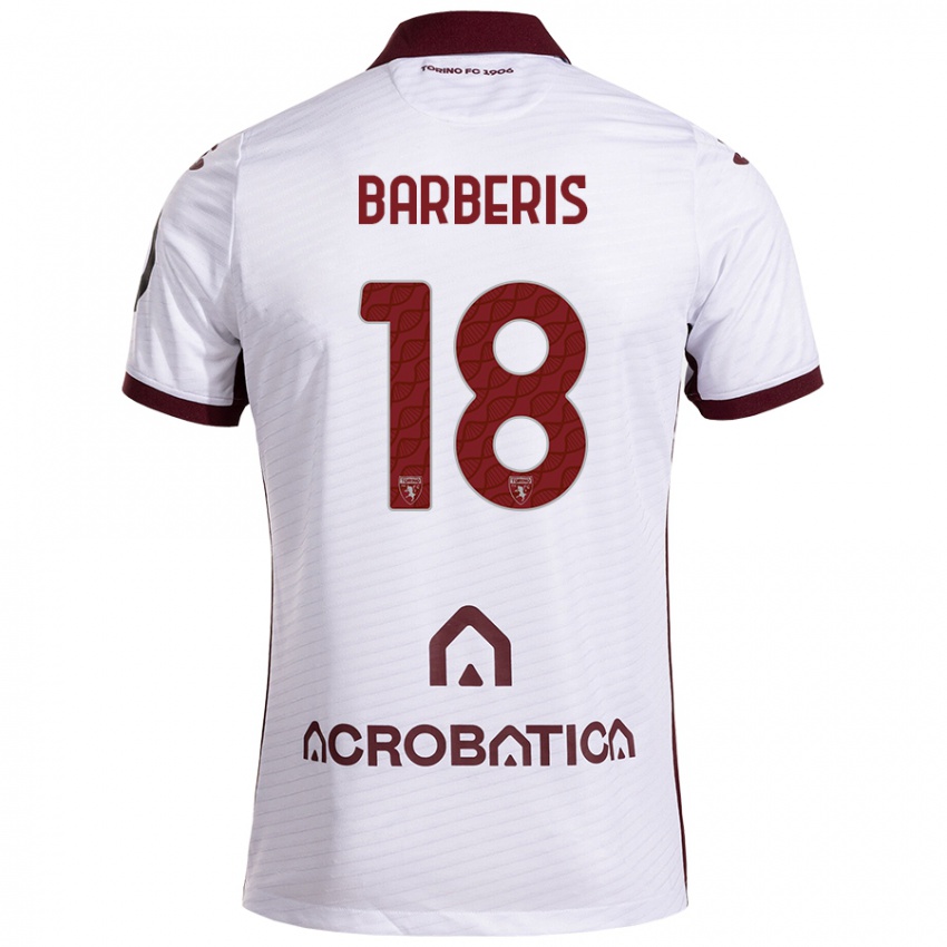 Kinder Laura Barberis #18 Weiß Kastanienbraun Auswärtstrikot Trikot 2024/25 T-Shirt Österreich