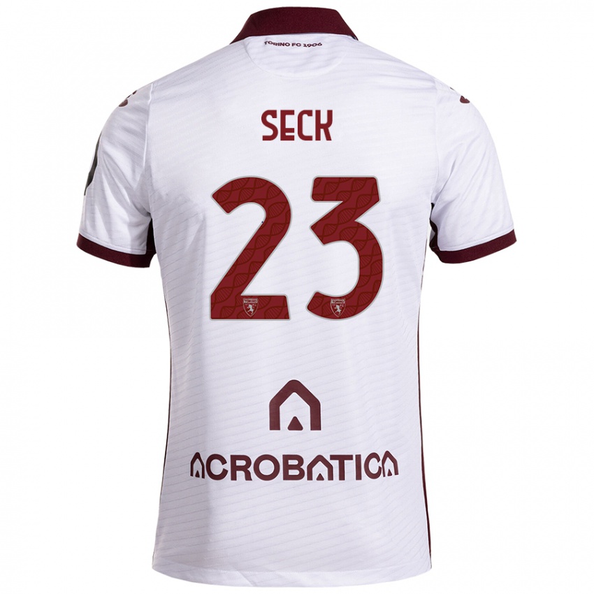 Kinder Demba Seck #23 Weiß Kastanienbraun Auswärtstrikot Trikot 2024/25 T-Shirt Österreich