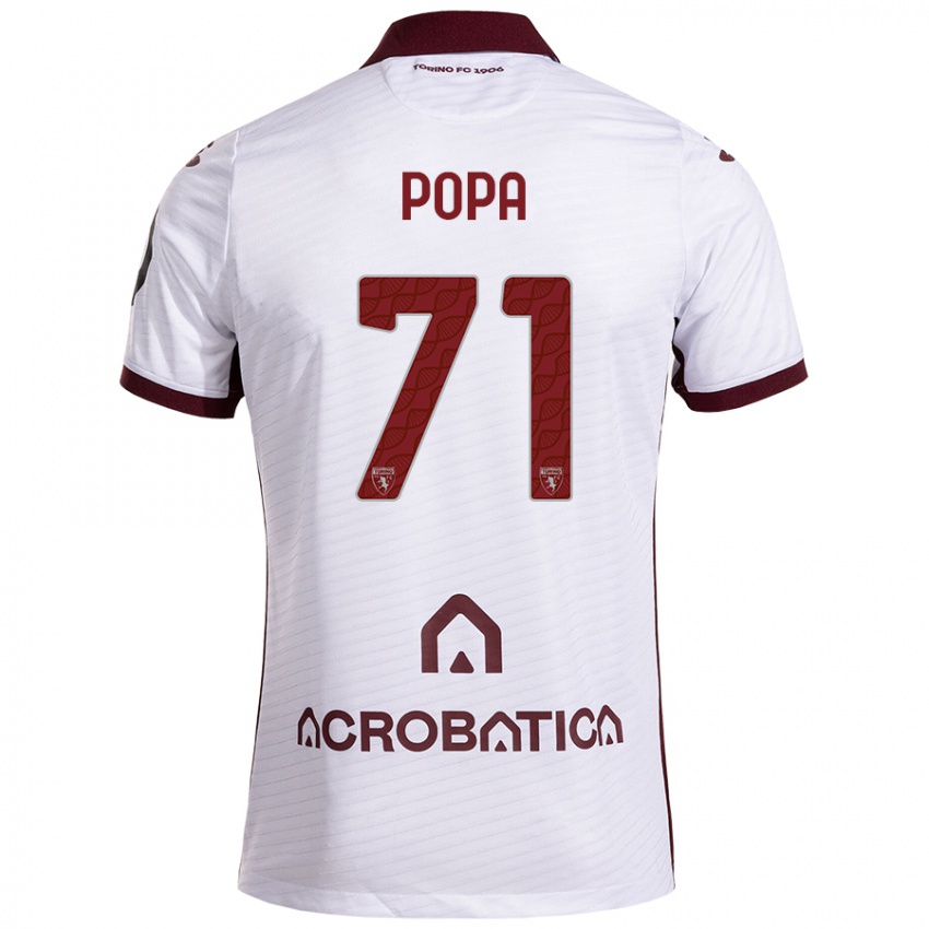 Kinder Mihai Popa #71 Weiß Kastanienbraun Auswärtstrikot Trikot 2024/25 T-Shirt Österreich