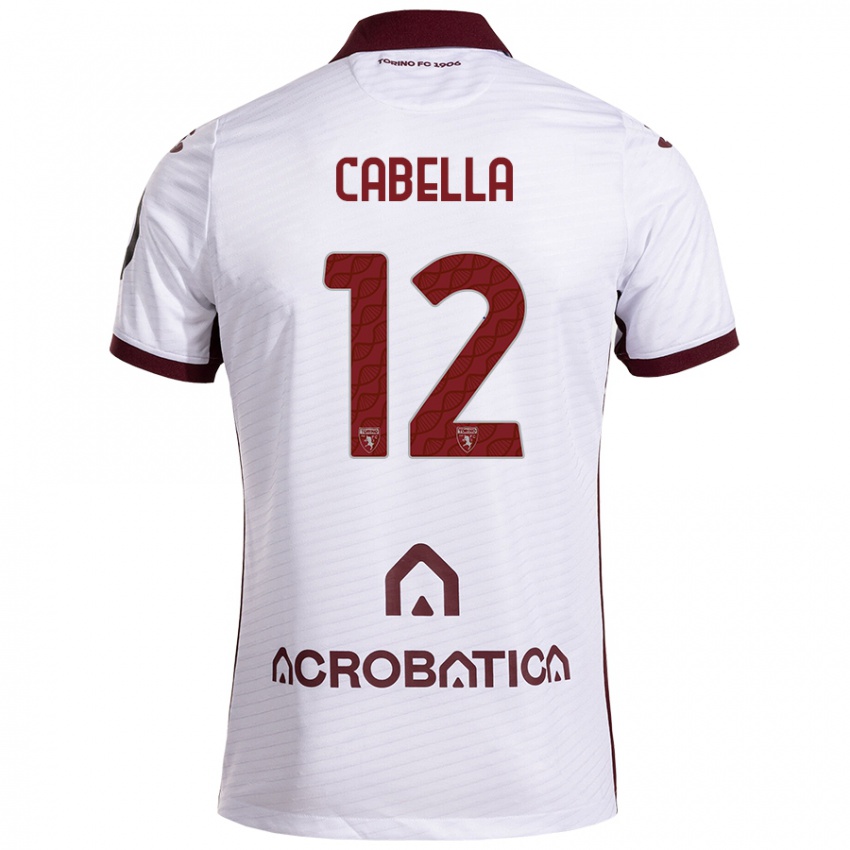 Kinder Matteo Cabella #12 Weiß Kastanienbraun Auswärtstrikot Trikot 2024/25 T-Shirt Österreich