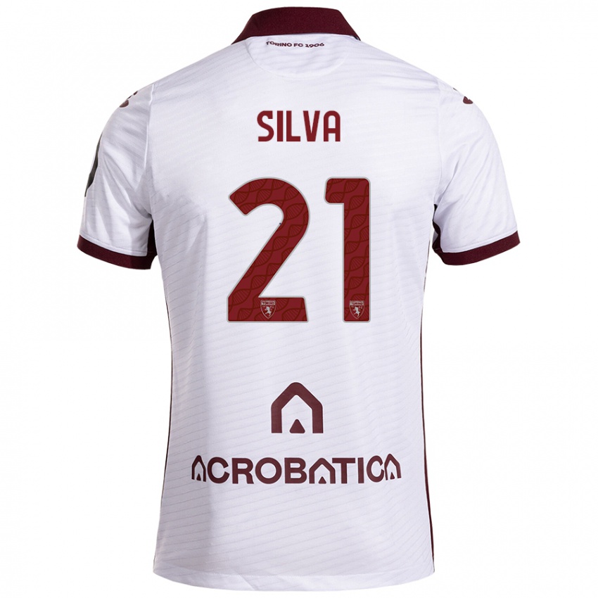 Kinder Jonathan Silva #21 Weiß Kastanienbraun Auswärtstrikot Trikot 2024/25 T-Shirt Österreich