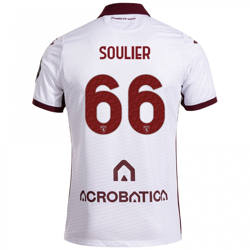 Kinder Evan Soulier #66 Weiß Kastanienbraun Auswärtstrikot Trikot 2024/25 T-Shirt Österreich