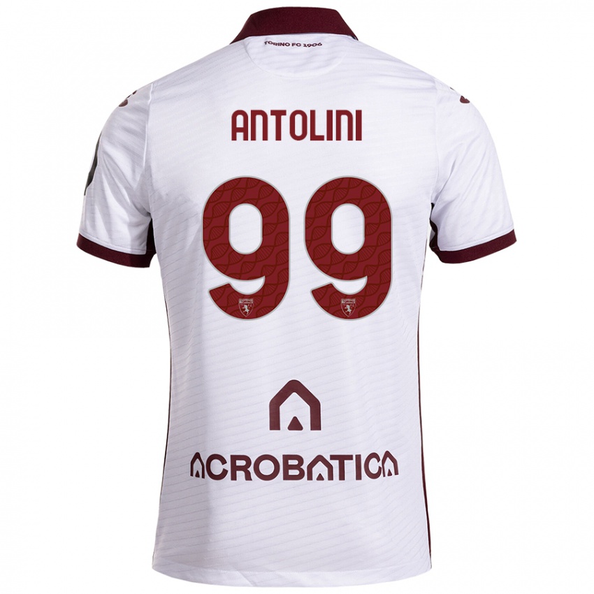 Kinder Jacopo Antolini #99 Weiß Kastanienbraun Auswärtstrikot Trikot 2024/25 T-Shirt Österreich