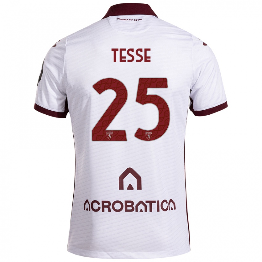 Kinder Manuela Tesse #25 Weiß Kastanienbraun Auswärtstrikot Trikot 2024/25 T-Shirt Österreich