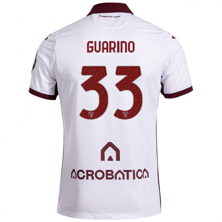 Kinder Rita Guarino #33 Weiß Kastanienbraun Auswärtstrikot Trikot 2024/25 T-Shirt Österreich