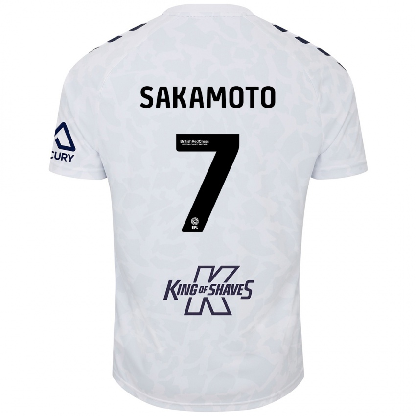 Kinder Tatsuhiro Sakamoto #7 Weiß Auswärtstrikot Trikot 2024/25 T-Shirt Österreich