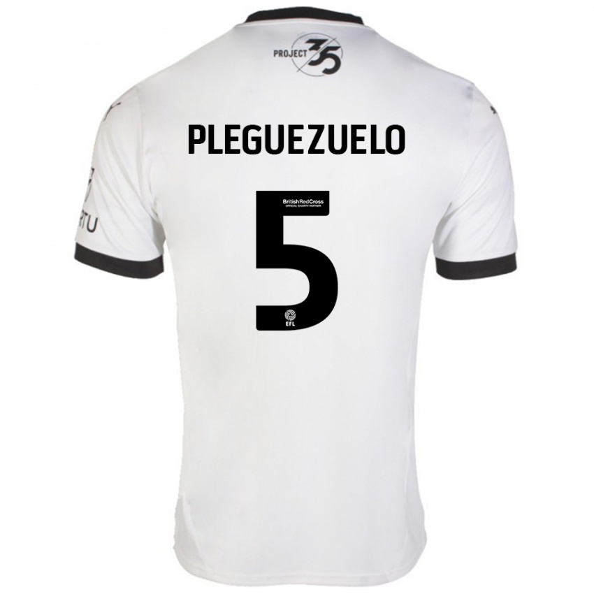 Kinder Julio Pleguezuelo #5 Weiß Schwarz Auswärtstrikot Trikot 2024/25 T-Shirt Österreich