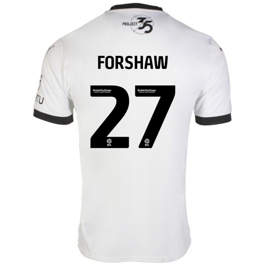 Kinder Adam Forshaw #27 Weiß Schwarz Auswärtstrikot Trikot 2024/25 T-Shirt Österreich